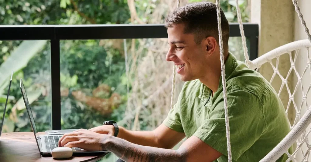 Employee whose flexible working request was granted working from a remote location.
