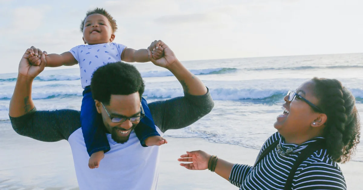 Employee with their family abroad on annual leave.
