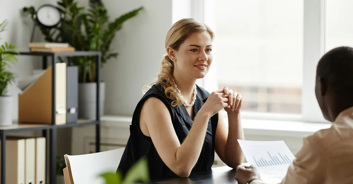 Female office worker in a meeting