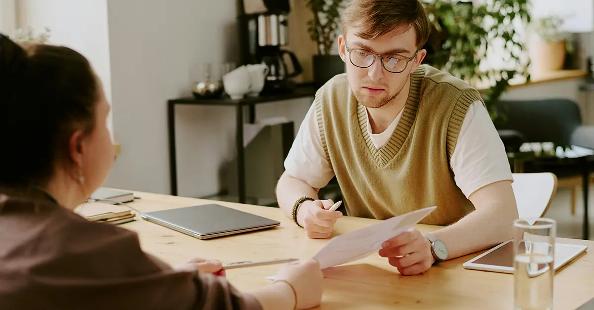 Office workers meeting