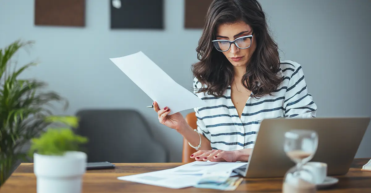 Financial professional reviewing finances