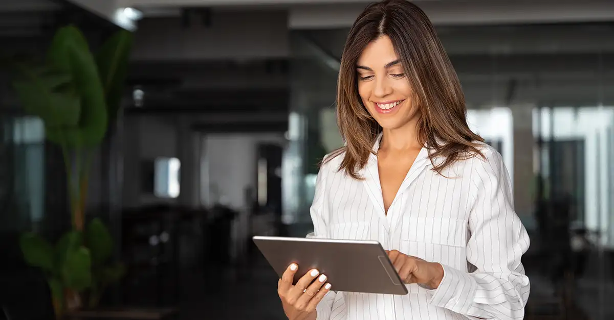 Office manager using tablet